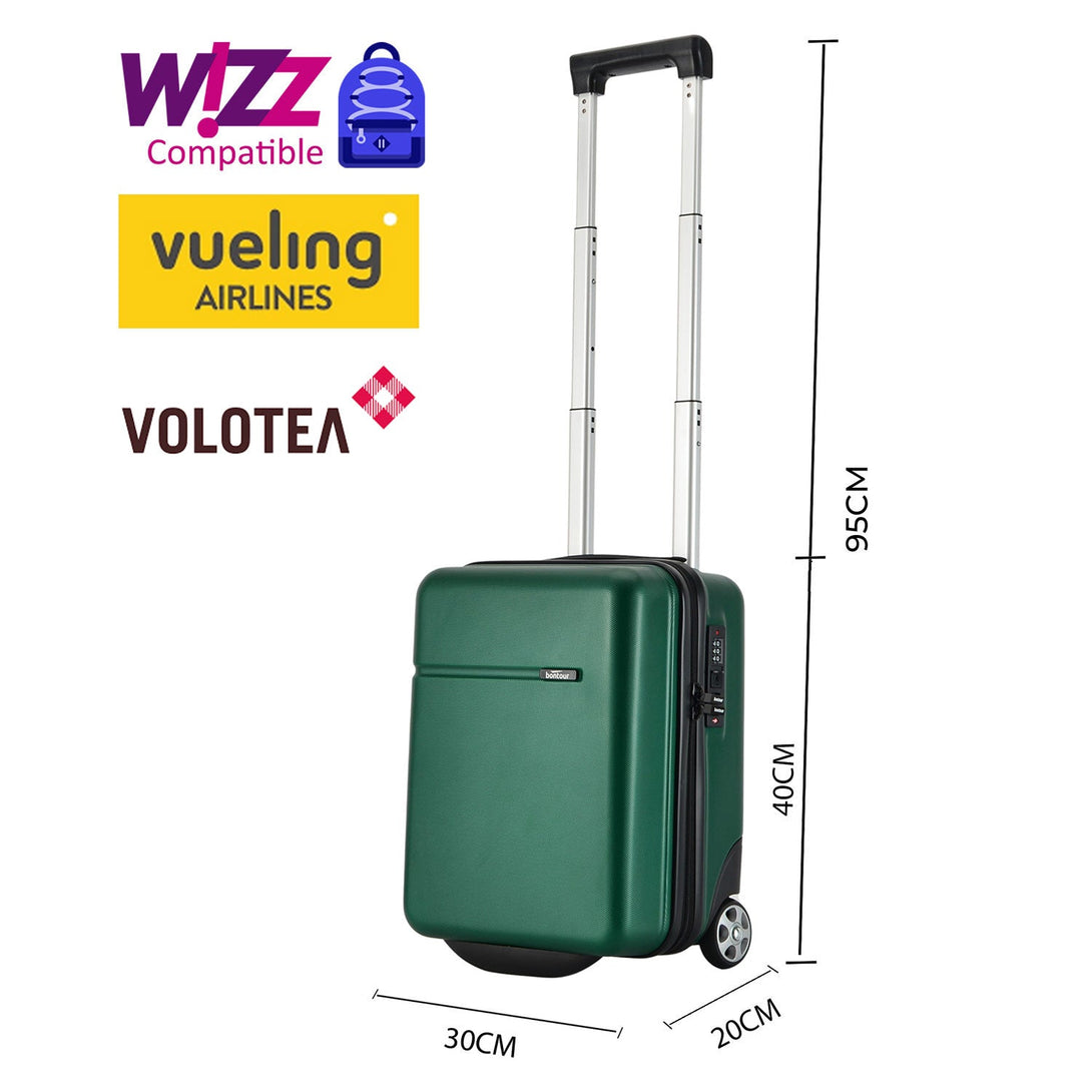 Valisa de cabină Bontour CabinOne poate fi transportată gratuit pe zborurile WIZZAIR în culoarea Verde (40x30x20 cm)