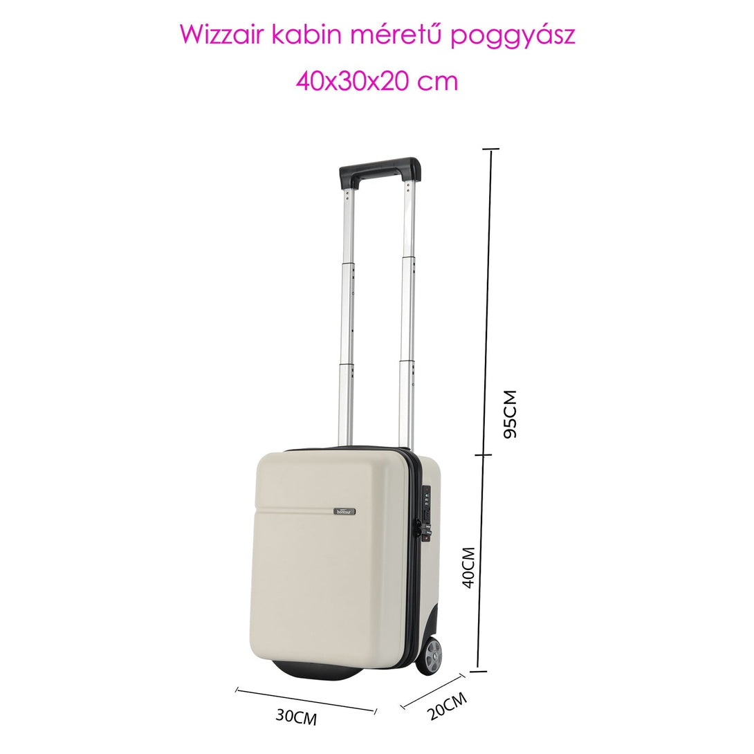 Valiza de cabină BONTOUR CabinOne poate fi transportată gratuit pe zborurile WIZZAIR în culoarea albă (40x30x20 cm)