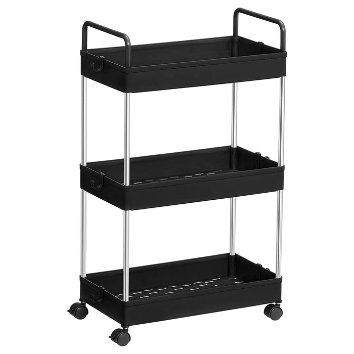 carucior de depozitare pentru bucatarie pe 3 nivele, 40 x 67 x 22 cm, negru