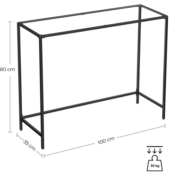 masa consola sticla securizata, picioare reglabile, 100 x 80 x 35 cm negru