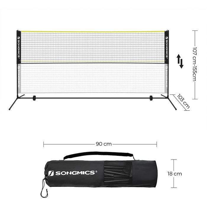 plasa de badminton 400x155 cm, negru-galben