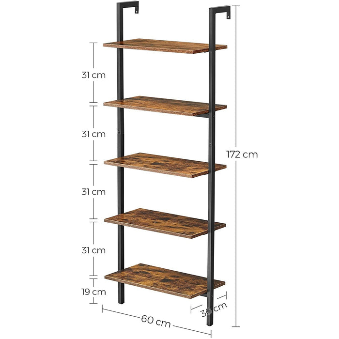 raft cu scara, raft cu 5 nivele, 60 x 30 x 172 cm