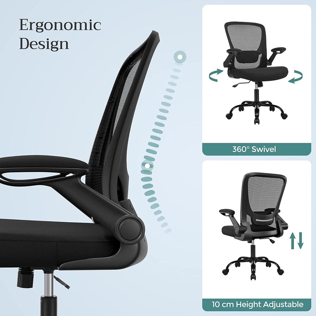 scaun de birou cu cotiere rabatabile, scaun computer ergonomic