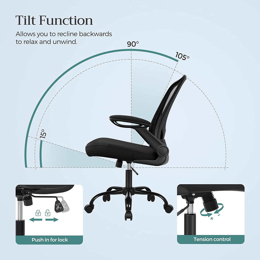 scaun de birou cu cotiere rabatabile, scaun computer ergonomic