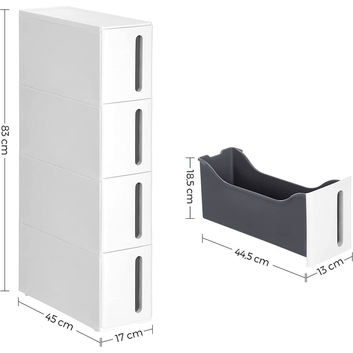 sertare de depozitare din plastic, cărucior de depozitare îngust 45 x 84 x 17 cm