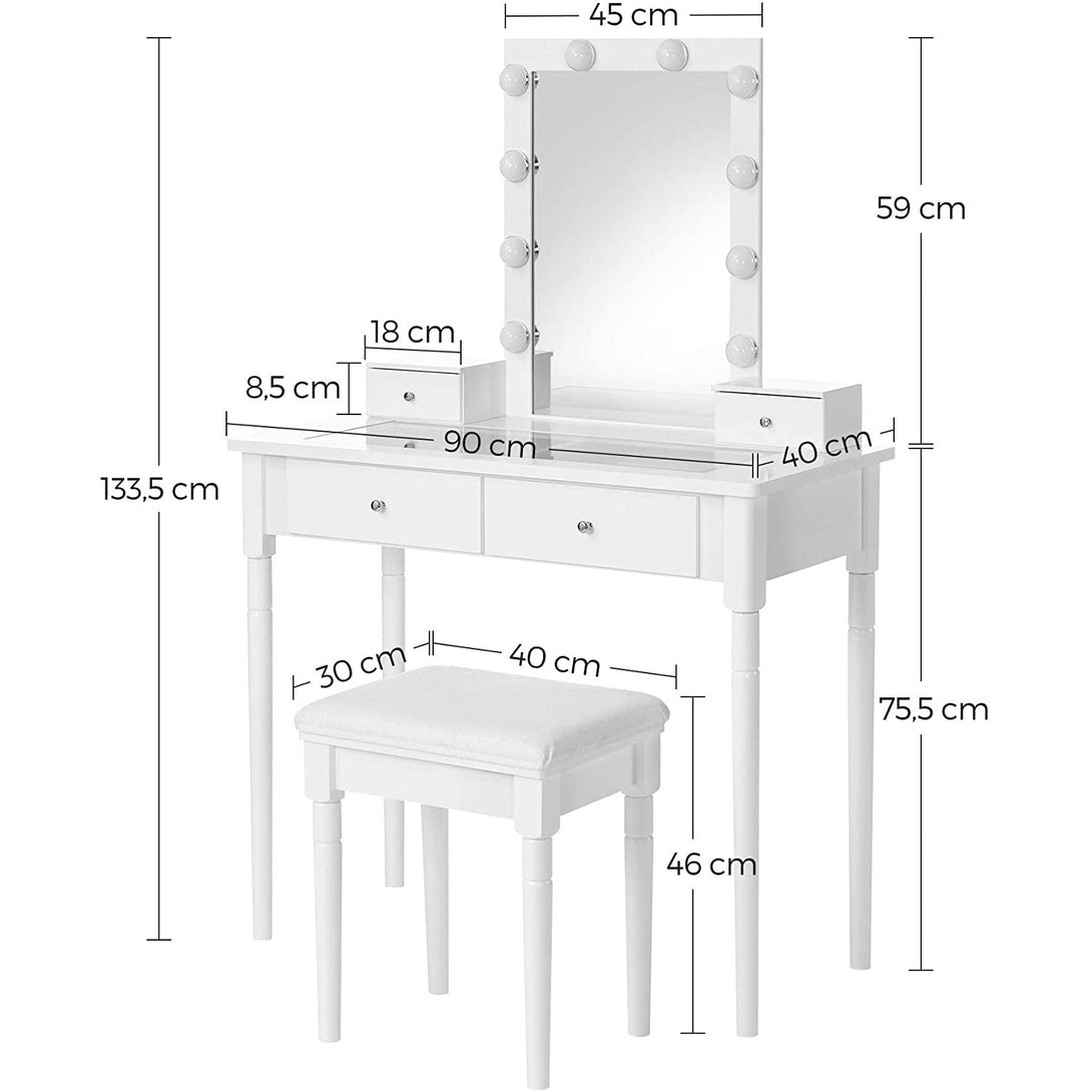 set masuta de toaleta, 90 x 133,5 x 40 cm, alb