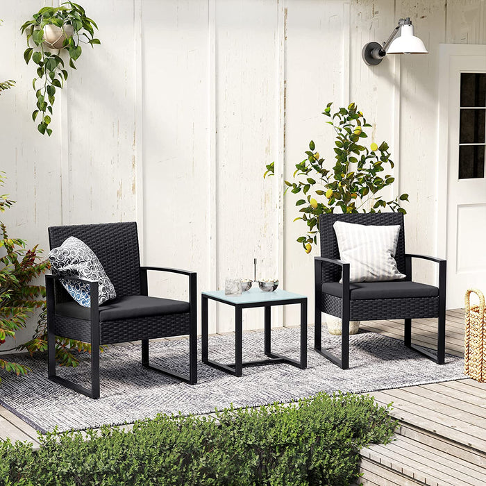 set mobilier de gradina, 53 x 76 x 57,5 cm, negru