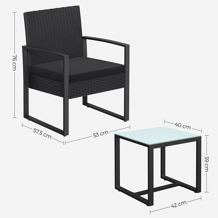 set mobilier de gradina, 53 x 76 x 57,5 cm, negru