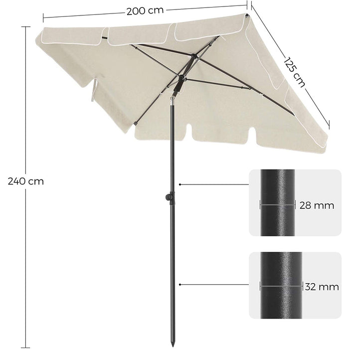 umbrelă de soare 200 x 125 cm, protecție UV până la UPF 50+, umbrelă de grădină, pliabilă