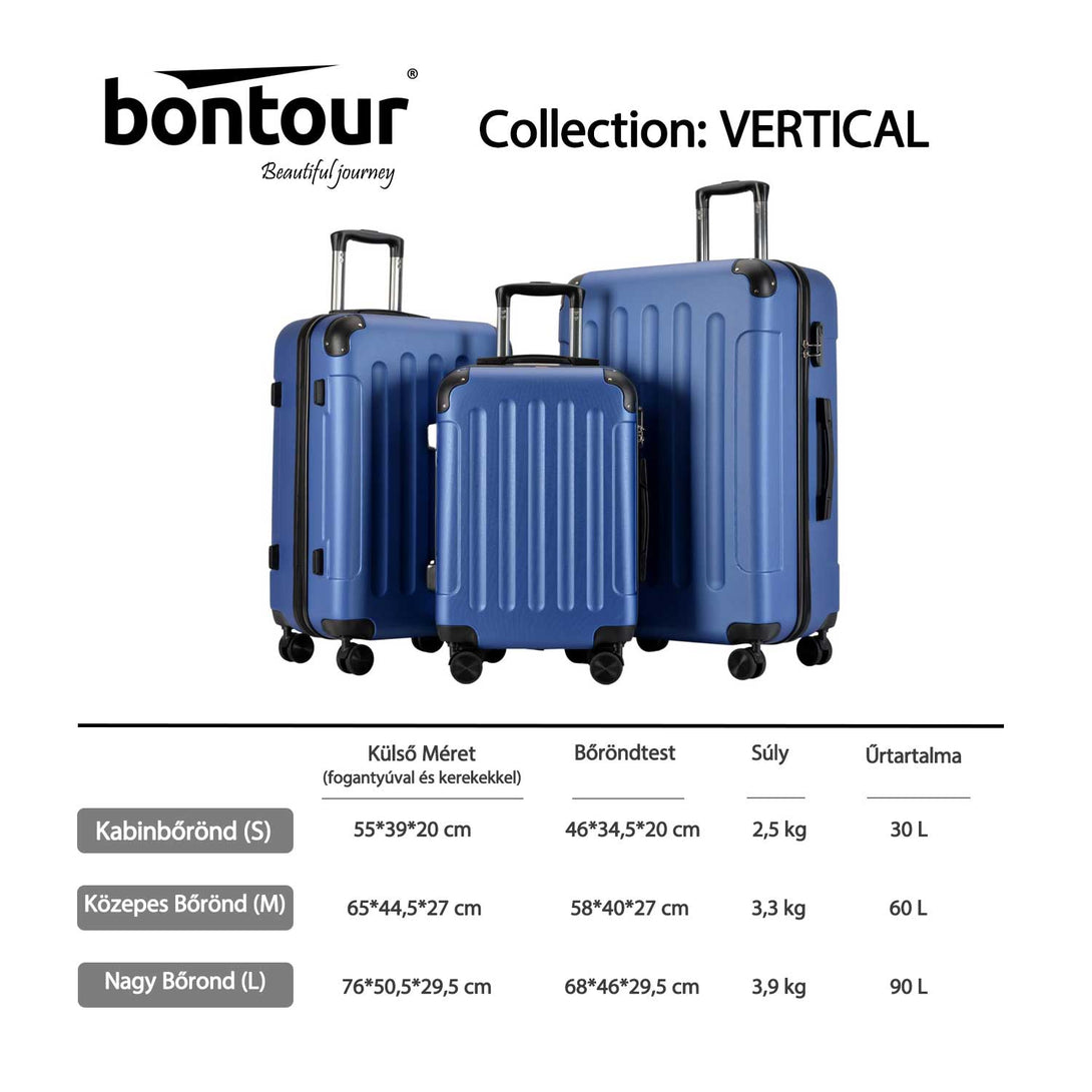 BONTOUR VERTICAL 4 Roți Cabină Valisă 55x39x20cm Albastru