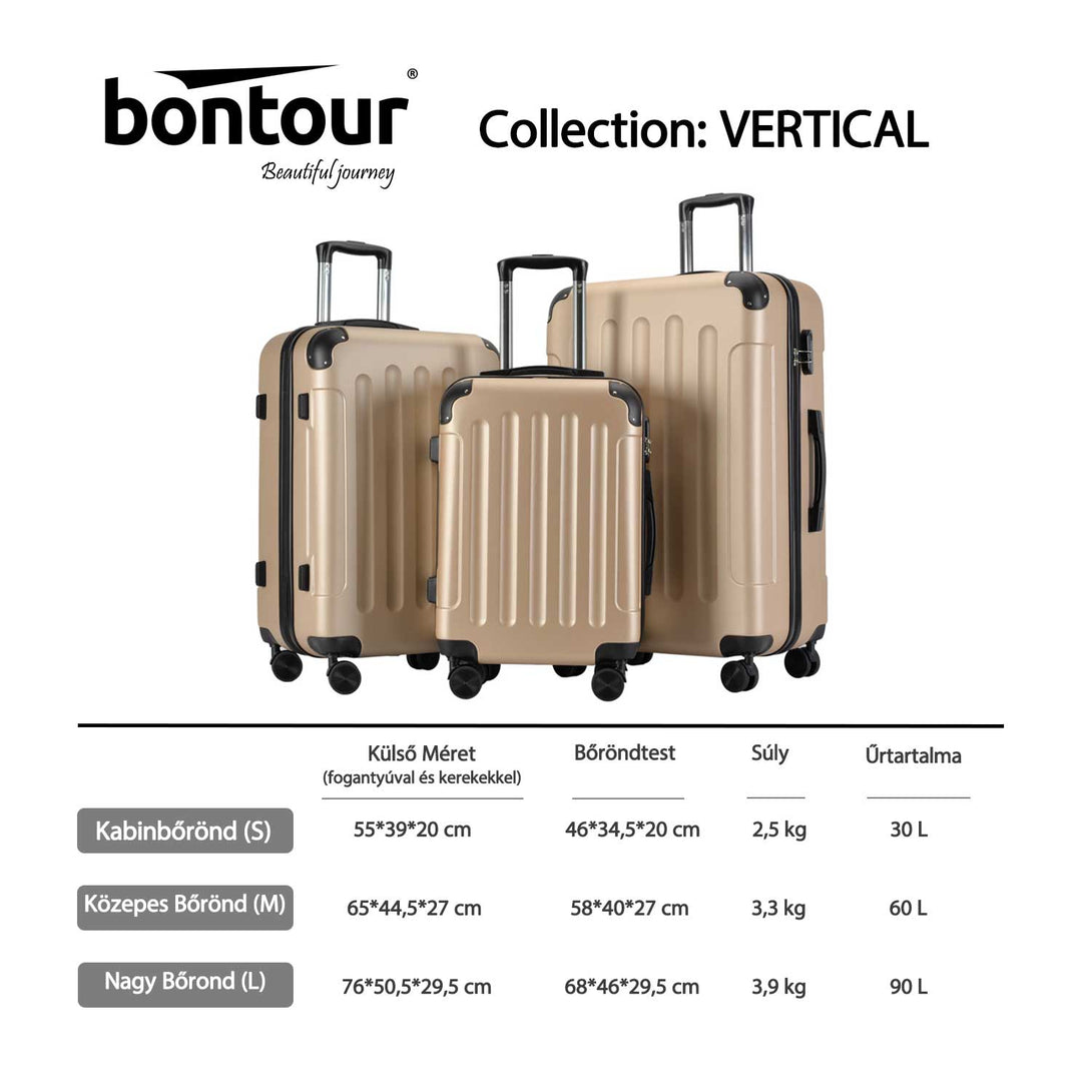 BONTOUR VERTICAL valiză cabină cu 4 roți 55x39x20cm Champagne