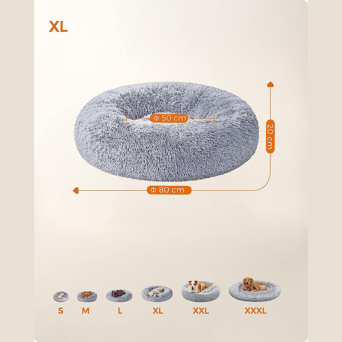 FEANDREA Pat pentru câini, Pat pentru pisici, Suprafață moale de pluș, 80 cm, gri