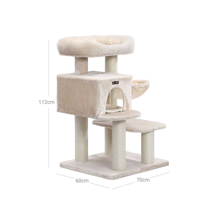 FEANDREA Stâlp pentru zgâriere pentru pisici, Hamac de pluș Cat Tower XXL, 112 cm