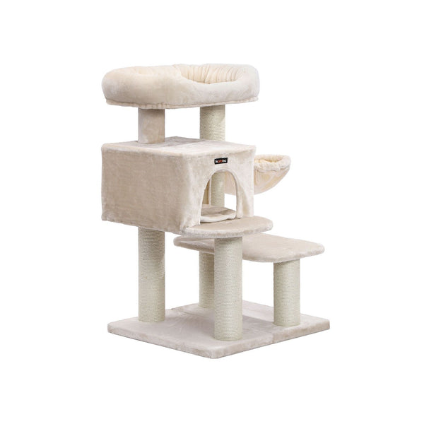 FEANDREA Stâlp pentru zgâriere pentru pisici, Hamac de pluș Cat Tower XXL, 112 cm