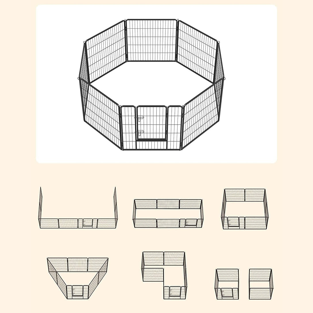 FEANDREA Tarc pentru animale de companie cu 8 panouri, gard rezistent, catelusi, 77 x 80 cm