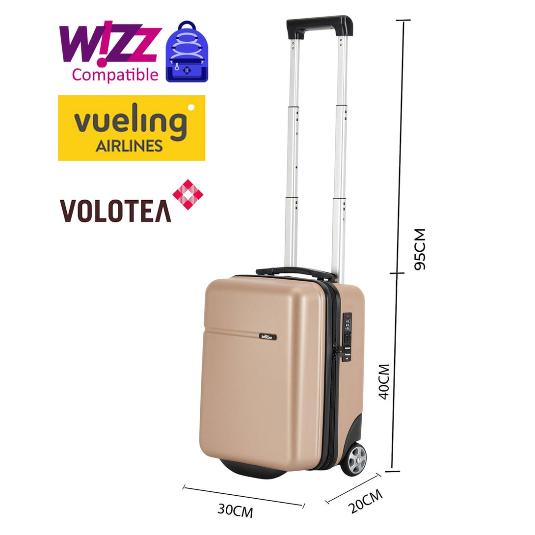 Șampanie (40x30x20 cm) care poate fi transportată gratuit pe zborurile WIZZAIR în valiză de cabină BONTOUR CabinOne